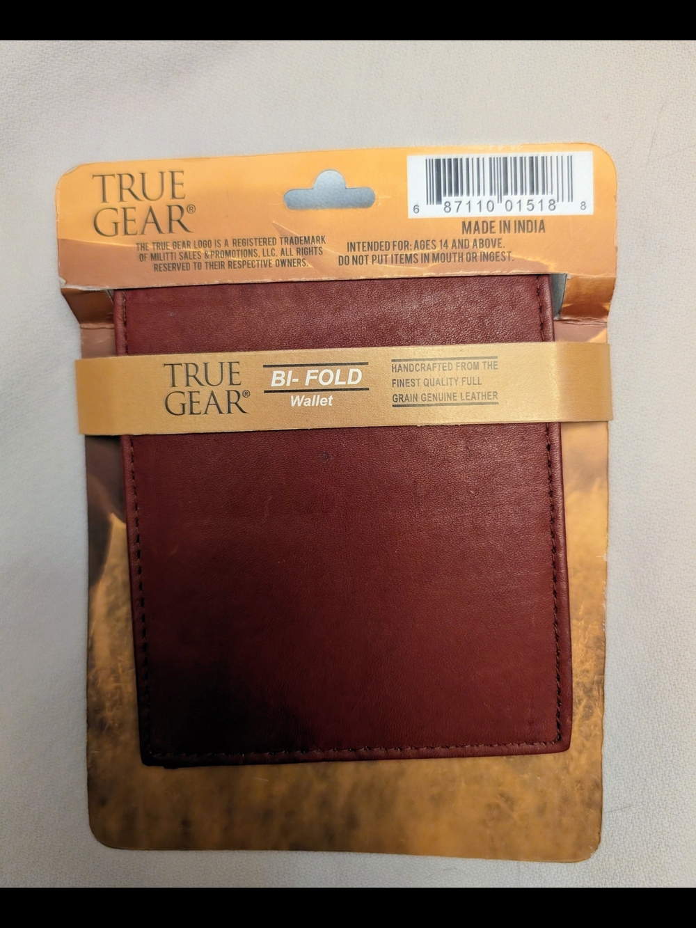 True Gear Mens Bi-Fold Leather Wallet - Brown NWT
